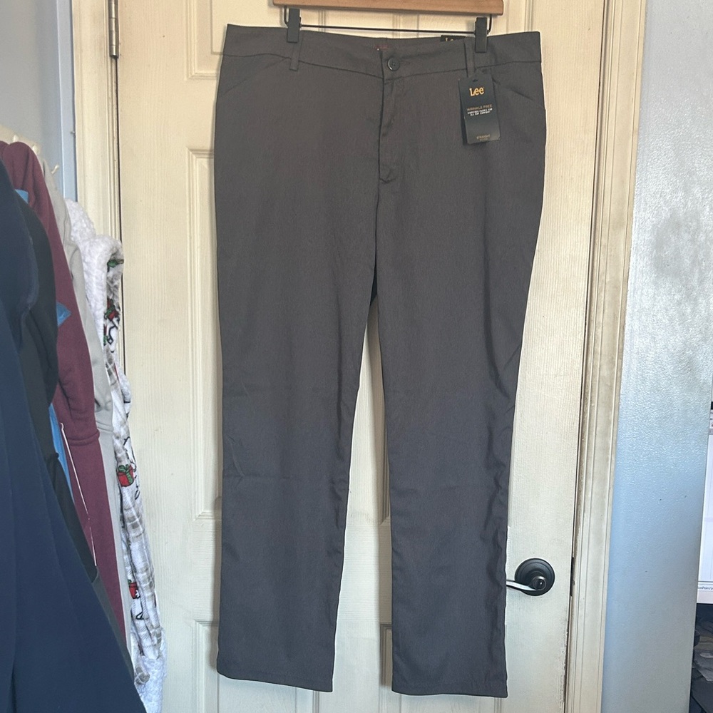 NWT Lee charcoal heather mid rise straight leg pants size 18